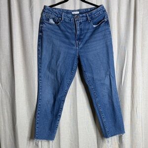 Good American Distressed Blue Ankle Jeans